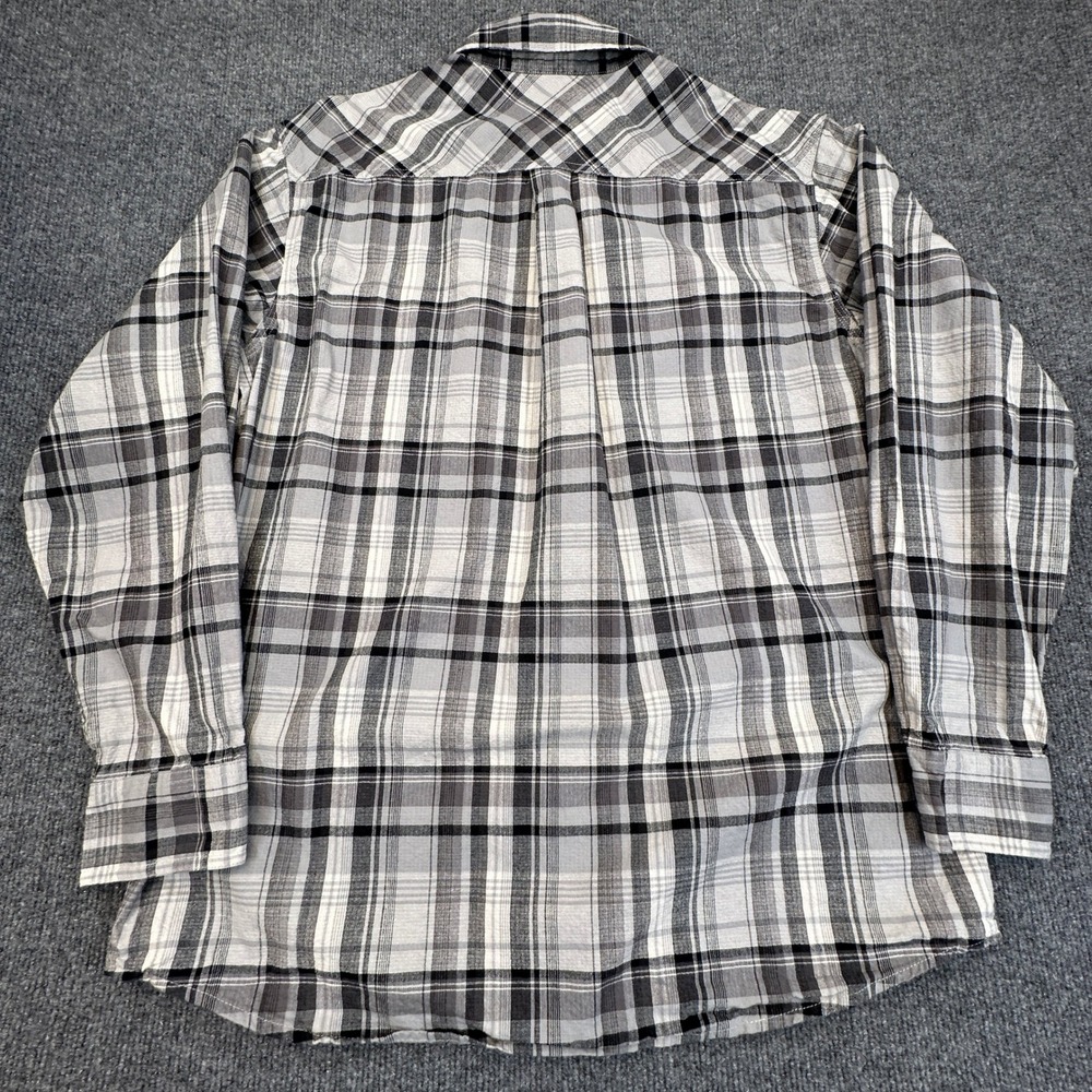 RedHead Plaid Button Up Shirt Mens Large Gray Black Long Sleeve Cotton Workwear - Picture 3 of 9